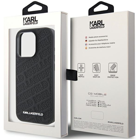 Karl Lagerfeld Quilted K Pattern Hülle für iPhone 15 Pro – Schwarz