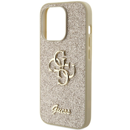 Guess Glitter Script Big 4G case for iPhone 15 Pro Max - gold