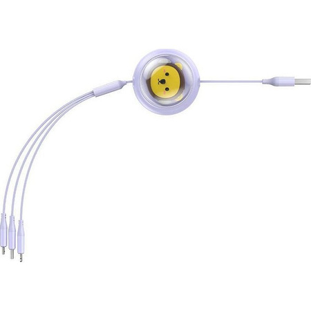 BASEUS zwijany kabel USB do Micro/Lightning/Typ C 3w1 Leo 3.5A 1.1m fioletowy CB000063