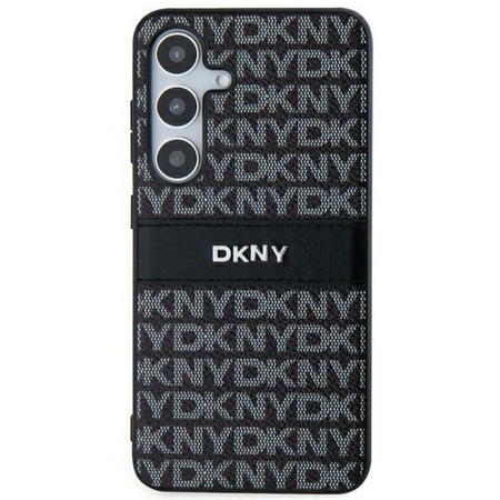 DKNY DKHCS24MPRTHSLK S24+ S926  czarny/black hardcase Leather Mono Stripe & Metal Logo