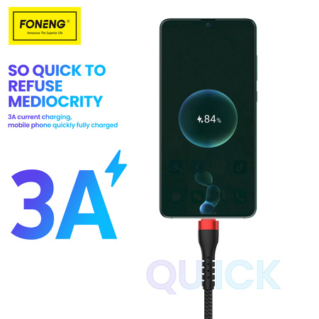 Foneng Kabel X82 - USB na Lightning - 3A 1 metr czarny