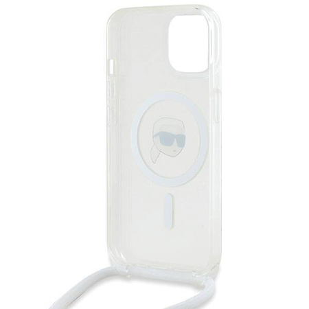 Karl Lagerfeld KLHMP15SHCKHNT iPhone 15 / 14 / 13 6.1" hardcase transparent Crossbody IML Karl Head Magsafe