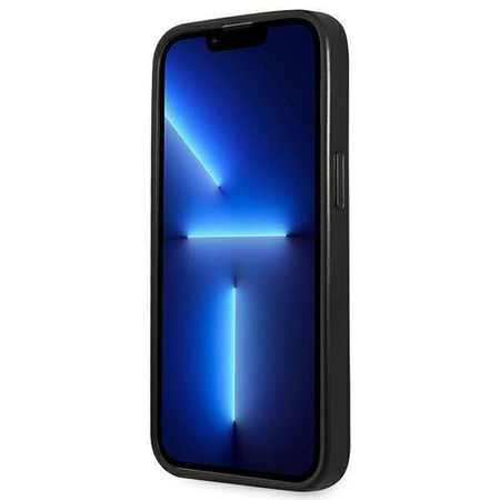 Original Handyhülle IPHONE 13 PRO Guess Hardcase Saffianotriangle Logo (GUHCP13LPSATLG) silber