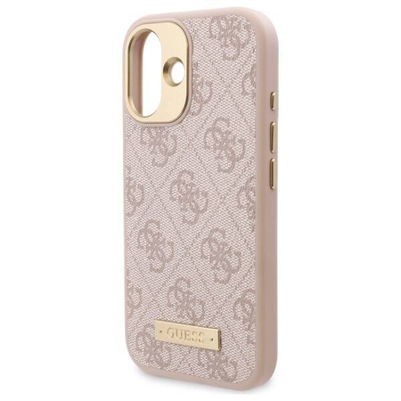 Original Case IPHONE 16 Guess Hardcase 4G Logo Plate MagSafe (GUHMP16SU4GPRP) pink