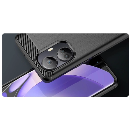 Carbon Case Hülle für Realme 10 Pro+ flexible Silikon-Carbon-Hülle schwarz