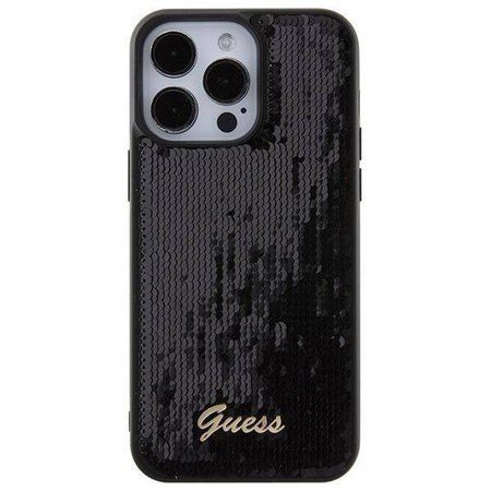 Etui Guess Sequin Script Metal na iPhone 15 Pro Max - czarne