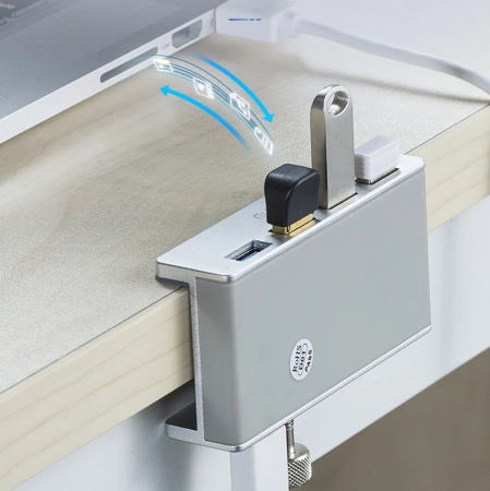 HUB 4-portowy montowany na zacisk USB-A 3.0 - srebrny