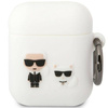 Original Handyhülle APPLE AIRPODS Karl Lagerfeld Silicone Karl & Choupette (KLACA2SILKCW) weiß