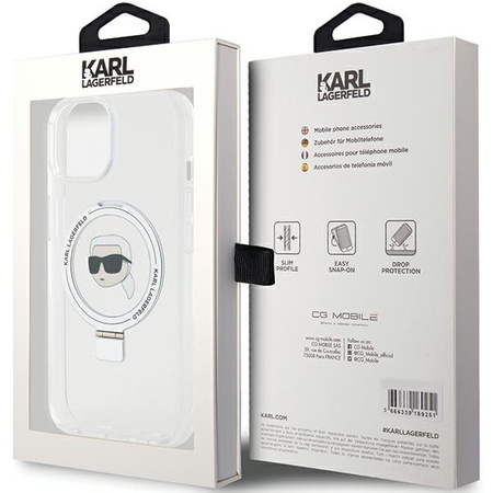 Karl Lagerfeld KLHMP15SHMRSKHH iPhone 15 6.1&quot; white/white hardcase Ring Stand Karl Head MagSafe