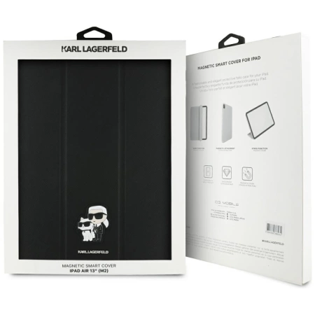 Karl Lagerfeld Saffiano Magnetische Karl &amp; Choupette iPad Air 13&quot; 2024 Buchcover-Hülle - Schwarz