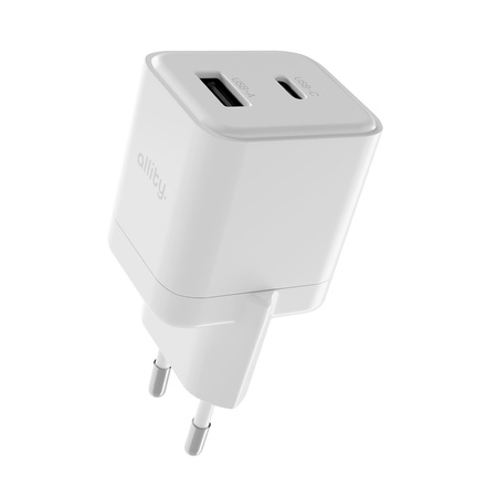 Allity ładowarka sieciowa GaN PD QC ATC-01-20WAC 1x USB-C 1x USB-A 20W biała