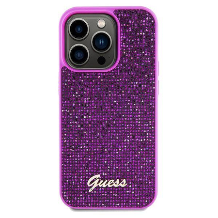 Oryginalne Etui GUESS Hardcase GUHCP14LPMSDGSF do iPhone 14 Pro (Disco Script Metal / fuksja)