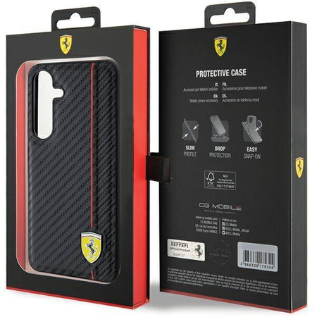 Oryginalne Etui FERRARI hardcase Carbon Printed Line FEHCS24SN3DUR do Samsung Galaxy  S24 Czarny