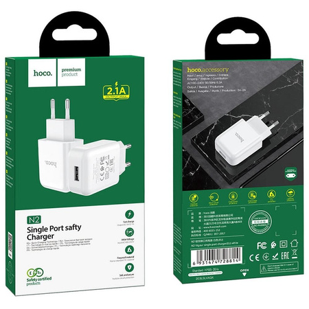 HOCO ładowarka sieciowa USB 2A N2 Vigour biała