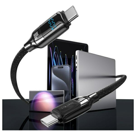 USAMS Kabel USB-C na USB-C 100W 1.2m      Digital Display Zinc Alloy Fast Charging Data Cable HX Series SJ742USB02 (US-SJ742)