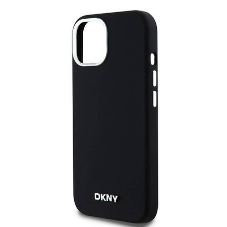 Etui DKNY Liquid Silicone Small Metal Logo MagSafe na iPhone 14 / 15 / 13 - czarne