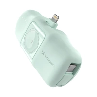 Wozinsky WF16-YLS 5000 mAh 15 W Lightning Mini-Powerbank mit integriertem USB-C-Kabel und Apple Watch Ladegerät – Grün