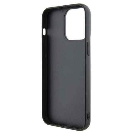 Guess Pailletten-Schriftzug-Metallgehäuse für iPhone 15 Pro Max – Schwarz