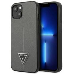 Original Handyhülle IPHONE 13 Guess Hardcase Saffianotriangle Logo (GUHCP13MPSATLG) silber
