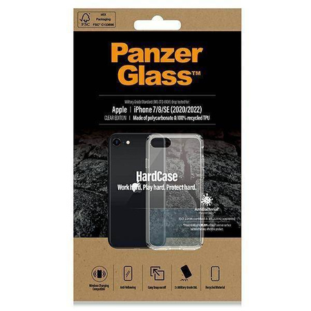 Case IPHONE SE 2022 / SE 2020 / 7 / 8 PanzerGlass HardCase Antibacterial Military (0377) Grade Clear transparent