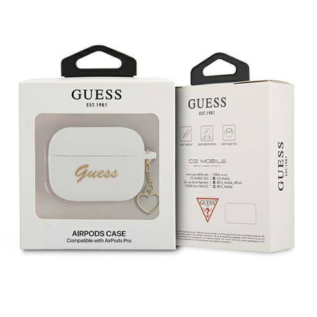 Guess GUAPLSCHSH AirPods Pro cover white / white Silicone Charm Collection