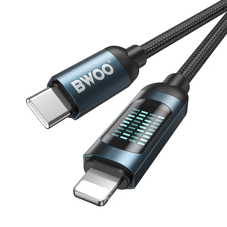 BWOO Pleciony kabel USB-C do Lightning 27W z animowanym podświetleniem, 1m