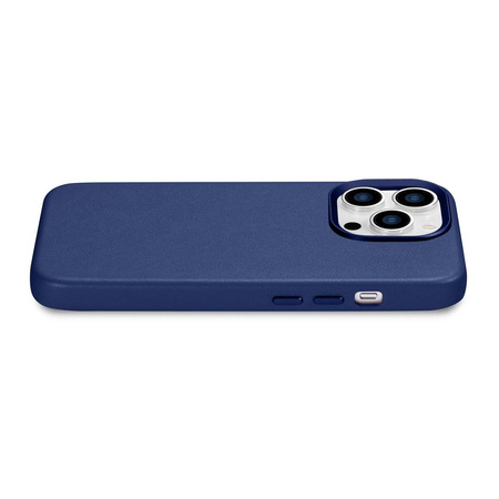 iCarer Case Leather genuine leather case for iPhone 14 Pro Max blau (WMI14220708-BU) (MagSafe compatible)