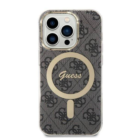 Guess Bundle Pack MagSafe 4G - Zestaw etui + ładowarka MagSafe iPhone 14 Pro Max (czarny/złoty)
