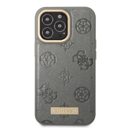 Guess Peony Logo Plate MagSafe - Etui iPhone 13 Pro Max (szary)