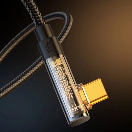 Joyroom USB C Kabel gewinkelt - USB C für schnelles Aufladen und Datenübertragung 100W 1,2 m schwarz (S-CC100A6)