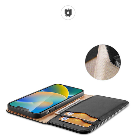 Dux Ducis Hivo echt Leder booktype case schutzhülle aufklappbare hülle für iPhone 14 Plus schwarz