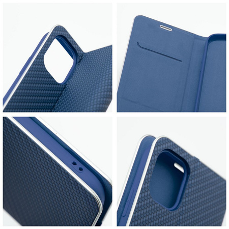Kabura LUNA Book Carbon do IPHONE 14 niebieski