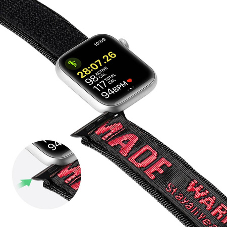 Dux Ducis Strap (Outdoor  Version) pasek Apple Watch Ultra, SE, 8, 7, 6, 5, 4, 3, 2, 1 (49, 45, 44, 42  mm) nylonowa opaska bransoleta czarno-czerwony