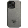 Original Handyhülle IPHONE 13 PRO MAX Guess Hardcase Saffianotriangle Logo (GUHCP13XPSATLG) silber