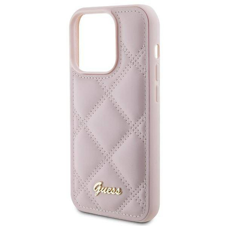 Guess Quilted Metal Logo case for iPhone 15 Pro - pink