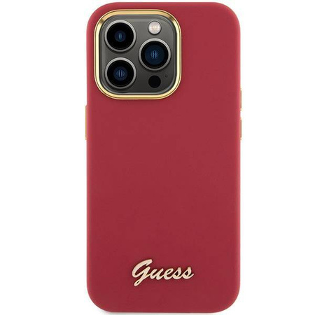 Guess nakładka do iPhone 15 Pro 6,1&quot; GUHCP15LSMBSLM magenta HC SILICONE SCRIPT METAL LOGO & FRAME