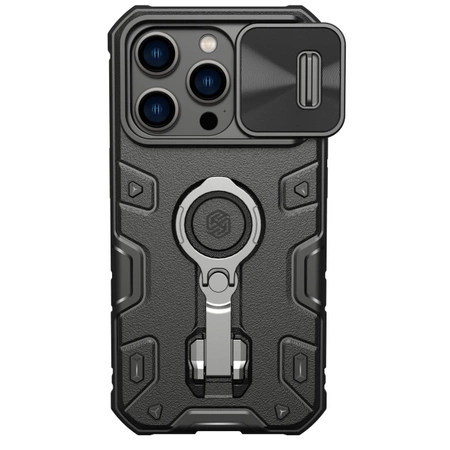 Nillkin CamShield Armor Pro Hülle iPhone 14 Pro Hülle gepanzerte Abdeckung Standring schwarz