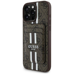 Original Handyhülle IPHONE 16 PRO MAX Guess 4G Stripes with Magsafe Wallet braun