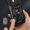 Hybrid Armor Camshield iPhone 16 Plus Panzerhülle mit Kameraabdeckung und Ständer – Schwarz