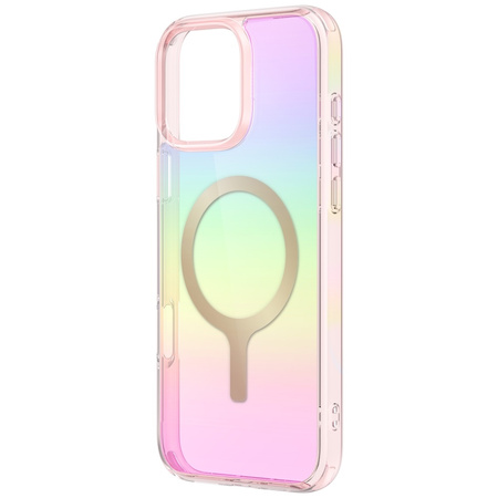 Etui UNIQ Iridescia do iPhone 16 Pro Magclick Charging pink prism
