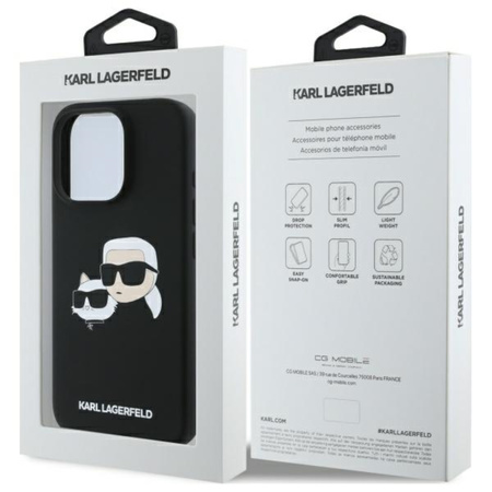Karl Lagerfeld Silicone Double Heads Print MagSafe - Etui iPhone 16 Pro Max (czarny)