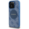 Original Handyhülle IPHONE 16 PRO MAX Guess 4G Circle Classic Logo MagSafe blau