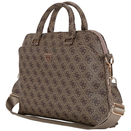 Torba LAPTOP 15" Guess 4G Zipper Pocket Triangle Logo brązowe