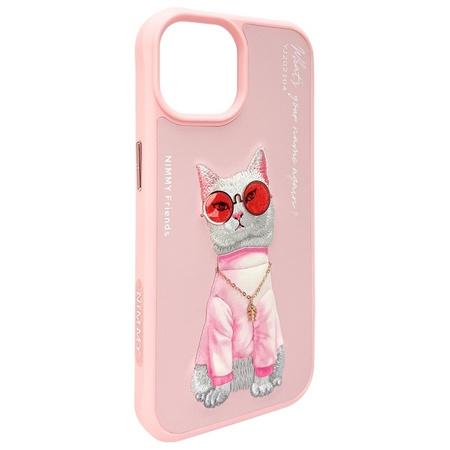 Nimmy etui iPhone 15 6.1" różowy/pink     Glasses Cool Cat