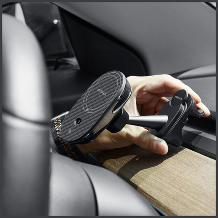 Uchwyt samochodowy z ładowarką           bezprzewodową PITAKA MagEZ Pro 2 Qi2 Tesla Magsafe do Tesla Model 3/Y czarno szary