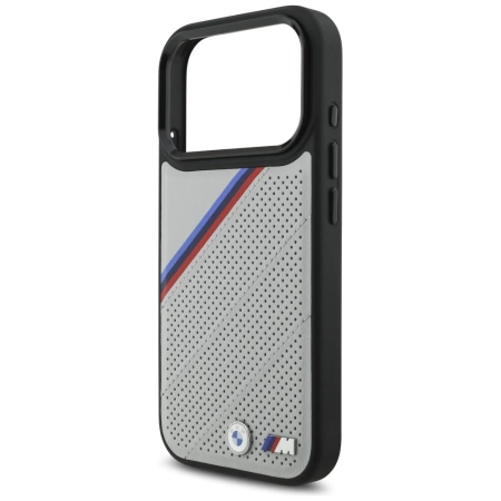 BMW M Tricolor Metal Logo MagSafe Case for iPhone 17 Pro - Gray