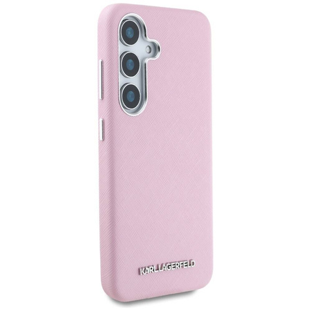 Original Case SAMSUNG GALAXY S25 Karl Lagerfeld Saffiano Full Wrapped Elongated Metal Logo MagSafe pink