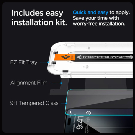 TEMPERED GLASS Spigen GLAS.TR &quot;EZ FIT&quot; IPHONE 15 PRO MAX CLEAR