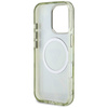 Case IPHONE 16 PRO Guess Glitter Flowers Triangle Buttons MagSafe green