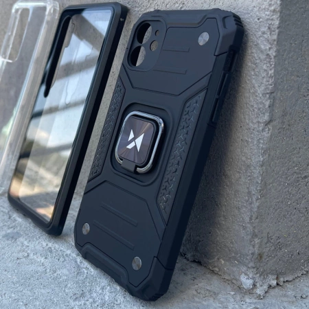 Wozinsky Ring Armor Tough Hybrid Case Cover + Magnethalterung für Samsung Galaxy A32 5G schwarz